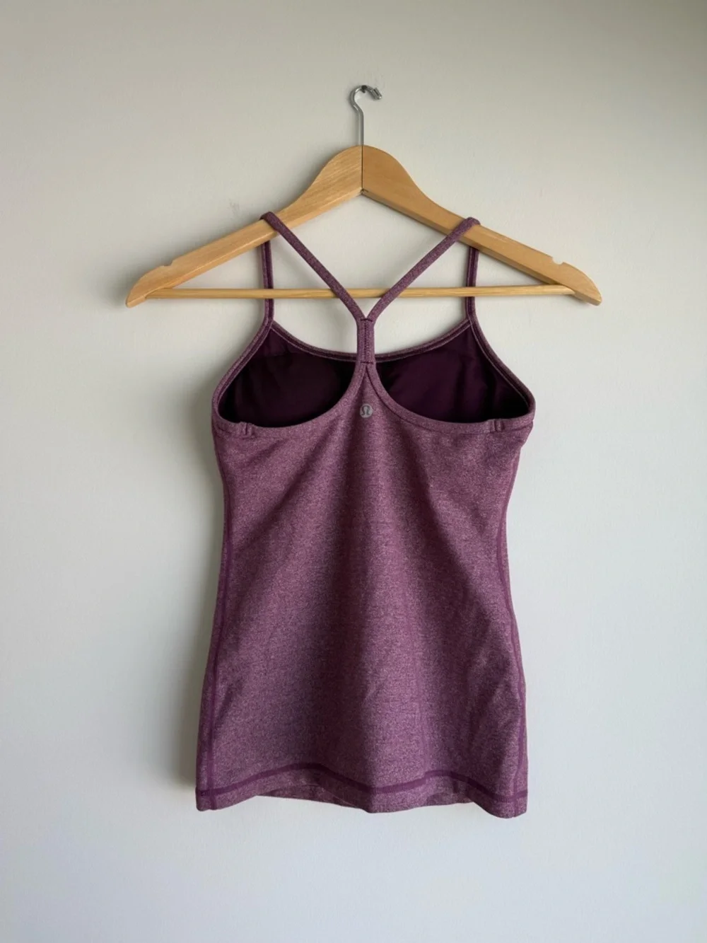 Lululemon Power Y Tank Top Heathered Purple Racerback Shelf Bra Size 4